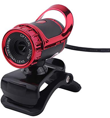 Vikye HD-Webcam, USB 2.0 0,3 M Webcam 360° Drehbar mit Mikrofon für PC Mac Laptop Desktop-Videoanrufe Konferenzaufzeichnung (Rot)