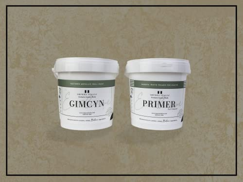 Impera Italia Gimcyn - Textured, Metallic Effect, Bespoke Decorative Wall Paint Bundle. Includes 1kg of Paint and 0.5L of Primer - Covers 5SQM - In Colour AGATE.