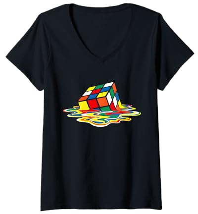 Damen Zauber Würfel Kult Retro Cool T-Shirt mit V-Ausschnitt