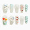 Sun&Beam Nails Handmade Press-on Nails Medium Long Coffin Ballerina White Colourful 3D Dog Cute Design False Tips 10Pcs (#111 M)