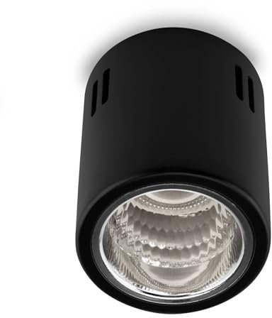 Lumiled Aufbauspot Aufbauleuchte Aufbaustrahler Deckenspot Deckenlampe Spot Aufputz festehend Downlight aus Aluminium rund in schwarz E27 Fassung 230V Ø 130mm H: 145mm