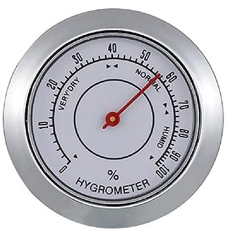 Runde Glas Analogs Hygrometer MiniRound Zigarren Hygrometer 43mm Zigarren Luftfeuchtigkeit Detektor Hygrometer Thermometer Analog Hygrometer Thermometer für Zigarren Humidoren