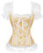 OMZIN Women Bustier Corset Top Floral Lace Off Shoulder Top Ruched Short Sleeve Top Retro Shape Wear Stylish Corset Yellow 3XL