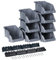 YPC Lot de 8 boîtes empilables - Gris - 16 x 9 x 7 cm - Avec support mural - Pour atelier et garage - Pour ranger vis et outils