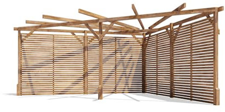 Dunster House Wooden Corner Pergola 13' x 13' Slatted Walls Utopia Triangle