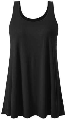 Vislivin Tank Tops for Women Built in Bra Vest Top Pleated Loose Fit Bra Camisole Casual Flowy S-XXXXL Black-L