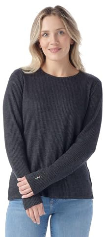 SmartWool Damen Thermal Merino Rib Crew Sweatshirt, Charcoal Heather, S