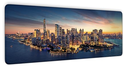 Tapis de souris New York City pour jeu, bureau avec bords cousus et base antidérapante, sous-main pour clavier et souris, tapis de clavier pour joueur, bureau et maison, 80 x 30 cm, 3 mm d'épaisseur