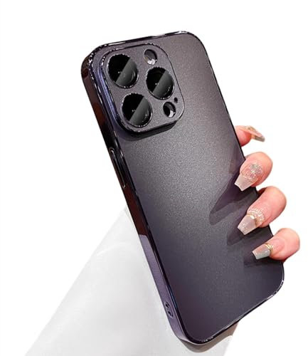 ORBANA Funda Protectora de Cristal para Lente de cámara, Mate, con Revestimiento de Lujo, para iPhone 15, 12, 13, 14 Pro MAX, acrílico Duro, a Prueba de Golpes, Color Morado, para iPhone 12 Pro