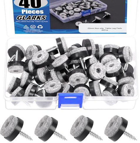 Glarks 40Pcs Black Screw-on Filz Pad Set, 20MM Filz Möbel Pads Stuhl Bein Bodenschutz für Hartholzböden Möbel Füße Stuhl Tisch