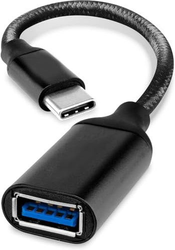 PH26 Ⓡ Câble OTG Compatible avec Samsung S8/ S9/ S9+/ S10/ S10/ S10+/ S10 Lite/ S23/ S24/ S24 Ultra/ S24+/ Note 8/9/ 10/10 Lite USB-C vers USB - A Nylon tressé Aluminium - 20 cm (1 Cable OTG 20 cm)