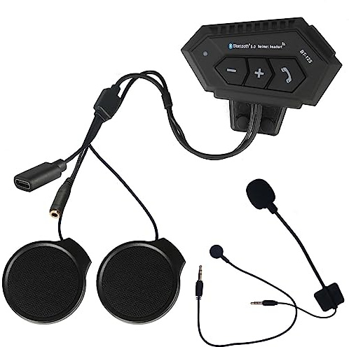 MotorMinds Helm Headset, Motorrad BT Headset, Helm Bluetooth Headset Motorrad-HelmHeadset Bluetooth-Headset mit Batterien für Lautsprecher Freisprechen, Musikanrufsteuerung