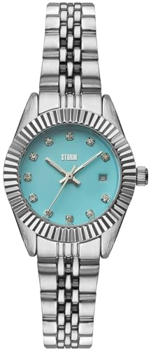 STORM ROXIN Crystal Aqua, Quartz Movement, Crystals, Luminous Hands, Stainless Steel Strap, Cut Bezel, Splash Resistant