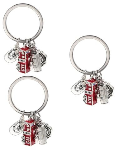 ANDRESLAD 3stücke Feuerwehr Schlüsselanhänger Design Dekorativer Schlüsselring Für Rucksäcke Und Taschen Für Feuerwehrfans Und