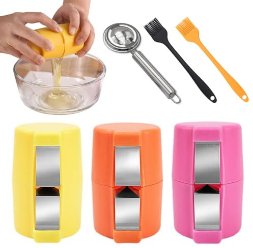 TOEECY Eierschalenöffner 3 Stück Egg Shell Opener Eiweißtrenner und 2 Ölbürsten Eierknacker Werkzeug aus Edelstahl ideal für Küche Backen perfektes Gadget