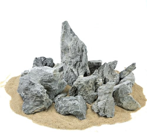 VIALIA Natursteine-Mix Minilandschaft, 10 kg, Aquarium Steine in verschiedenen Größen von S bis XL, Dekoration von Aquarium, Terrarium, Aquascaping