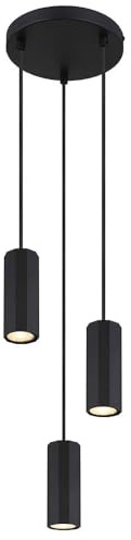 Pendant Light Dining Room Lamp Black 3-Bulb Hanging Kitchen Lamp Aluminium Metal 3x GU10 Sockets Diameter 21 x Height 120 cm