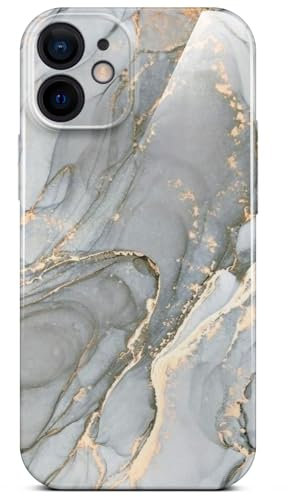 ONEFLOW Bliss Cover für iPhone 12 Hülle in Marmor Optik, Designer Case Handy Schutzhülle mit Kameraschutz, Muster Hardcase Glitzer Handyhülle marmoriert, Grau Gold