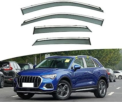NINQ 4 Stück Auto Seitenfenster Windabweiser für Audi Q3 2019-2022, Autofenster Regenschutz Sonnenschutz Seitenfenster Luftabweiser Zubehör