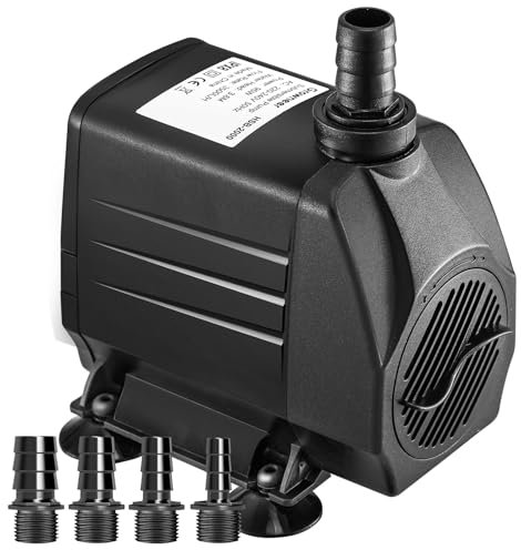 GROWNEER Submersible Water Pump 95W 3500L/H with 4 Nozzles Ultra Quiet Aquarium Pump for Fountains, Fish Tank, Pond, Statuary and Hydroponic, High Lift 3.6m (95W 3500L/H)