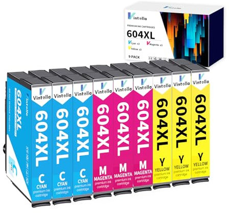 Vintella 604XL Druckerpatronen für Epson 604 Patronen Kompatibel mit Epson Expression Home XP-2200 XP-2205 XP-3200 XP-3205 XP-4200 XP-4205 Workforce WF-2910 WF-2930 WF-2935 WF-2950 (9er-Pack)