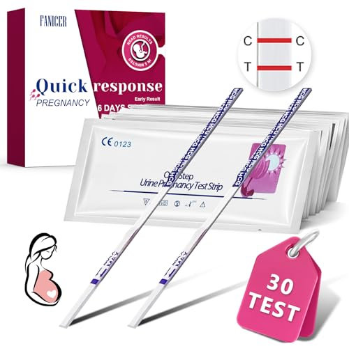 30 Piezas Tira de prueba de embarazo, 10 mIU/ml Test de Embarazo, pregnancy test, Prueba De Embarazo En Tiras Ultratemprana, Test Ovulacion, Prueba de Fertilidad Familiar Femenina