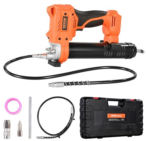 VEVOR Pistolet à Graisse Électrique sans Fil Automatique, 55 MPa, avec Éclairage LED, Tuyau 90 cm, 20 V Batterie Non Incluse, Déclencheur Vitesse Variable, Adapté au Graissage de Véhicules ou Machines