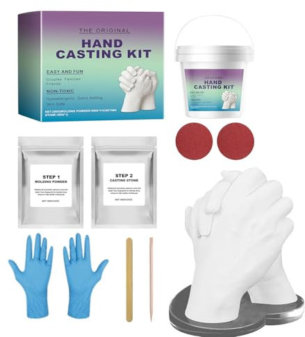 Zuasdvnk Hand Casting - Paar-Handabdruck Gips-Set Mit Aufbewahrungsbox,Romantisches Bastelset Mit Formen & Handschuhen Für Ihn, Sie & Paare