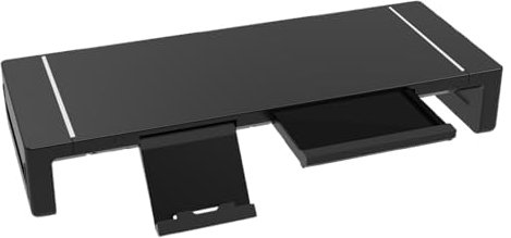 Générique Monitor Stand, Desk Riser, Adjustable Foldable Shelf with Drawer, 20.47inch Organizer Basefor TV Desktop Workplace Table Home Printer Laptop, Black, 20.47x7.87x3.35 Inches