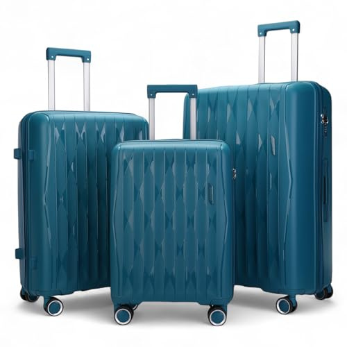 Infinity 3 Piece Luggage Sets Hard Shell Lightweight Polypropylene Travel Cabin Case Holiday Suitcase Bags (3 Pcs Set Including Cabin,M,L)