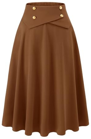 Bbonlinedress Jupe Longue Femme Hiver Jupe Vintage Casual Taille Haute Elastique A-Ligne avec Poches