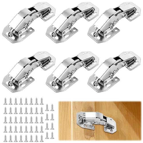 Kinfelon 6 PCS Aufschraubscharniere, mit Hydraulische Dämpfung/32 Schrauben | 180°Softclose Scharnier, Schrankscharnier, Scharniere für Schranktüren, Schranktür Scharnier, Schrank Scharniere