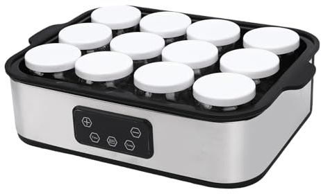 Fermenteur à yaourt électrique, Contrôle température automatique 12 pots, Programmation temps 0 à 48 heures, Préparation familiale yaourt probiotique maison