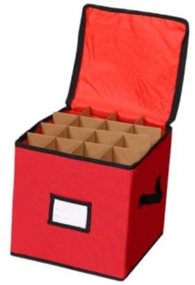 Aufbewahrungsbox für Weihnachtsbaumkugeln, 2 Reißverschlüsse, Rot, 33 x 33 x 34 cm