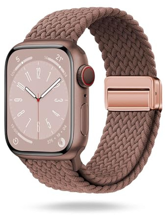 ONEFLOW Casual Loop Kompatibel mit Apple Watch SE 3 (40mm) Geflochtenes Armband Elastisch, Textil iWatch Armbänder Damen Herren, Sport Nylon Stoff Band Verschluss Magnetisch, Latte