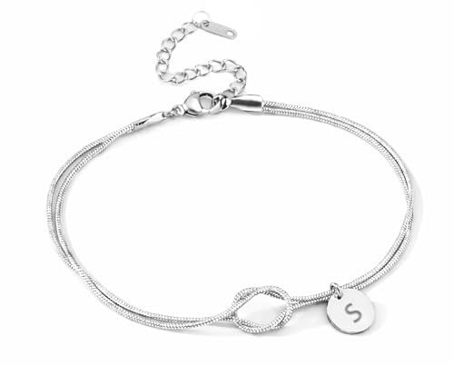 ARICHDUDE Armband mit Buchstabe für Frauen Initialen Unendlichkeitsknoten Armband A-Z Anhänger Edelstahl Geburtstagsgeschenk für Frauen, Paare, Freunde und Schwestern