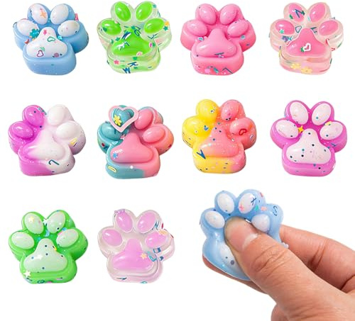 CEJAS 10 Stück Mini Squishy-Set mit Katzenpfoten-Design -3cm Weiche Quetschspielzeuge - Sensorisches Anti-Stress-Spielzeug für Kinder und Erwachsene(Farbe Zufällig)