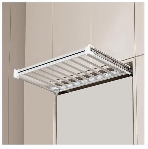 YUANCHUTOP Platzsparender, ausziehbarer Hosenständer über der Waschmaschine, versteckter Wäscheständer für Kleiderschrankaufbewahrung, 46 x 45 cm (60 cm), Weiß, ideal für kleine Räume und KOM