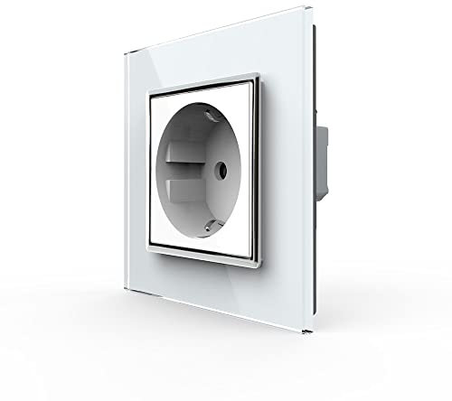 Luxus-Time LIVOLO Design Glassteckdose Schuko Wandsteckdose 1Fach in Weiss neu und hochwertig