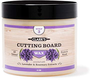CLARK'S Schneidebrett Wachs für Finish (177 ml) - Natürliches Bienenwachs & Carnaubawachs - Mit Lavendel & Rosmarinöl - Schutz Schneidebrett Holz - Küchenarbeitsplatte - Holzbrett Cutting Board Wax