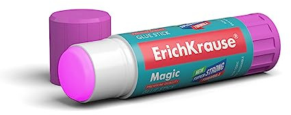 ERICHKRAUSE Erichkrause Magic-Kleber, sehr starker Klebestift, schnelle und zuverlässige Haftung, allmählich verblassende Farbe, ungiftig, kältebeständig, Weiß