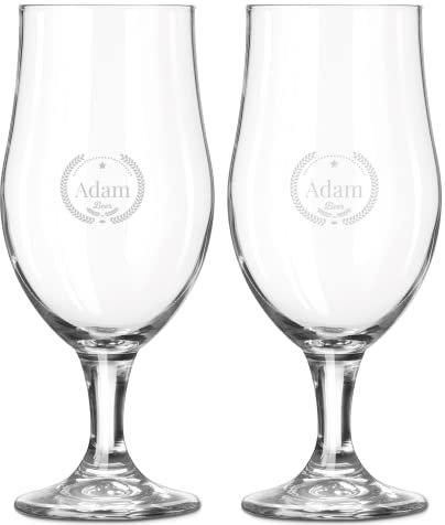 YourSurprise Boccale da Birra Personalizzato con Nome - Bicchiere da Birra inciso con Nome: Personalizzabile con Testo, Diversi Designe Caratteri (2 Pezzi)