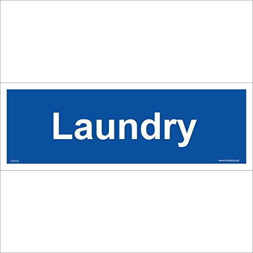 GE632 Laundry SIGN Door Plaque washer dryer shared housing clothes cleaning 450mm x 150mm Sticker/Sav - White Background