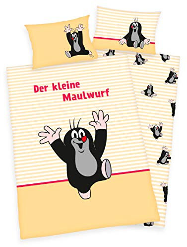 Der kleine Maulwurf Bettwäsche 40x60 + 100x135cm 100% Baumwolle mit Reißverschluss