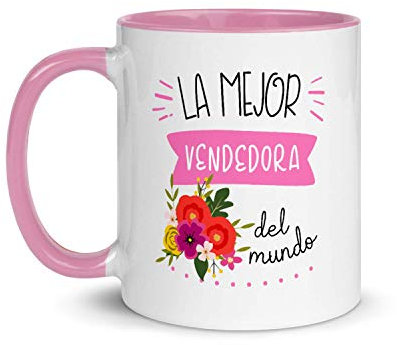 Kembilove Taza de Desayuno del Mejor Policía del Mundo – Tazas de Café para Profesionales y Trabajadores para la Oficina – Tazas de Té en Color de Profesiones – Taza de Cerámica de 350 ml (Vendedora.)