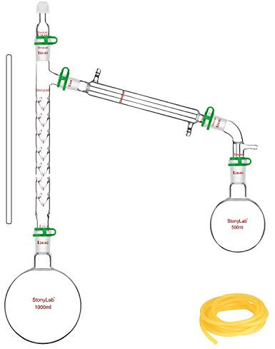 stonylab Vacuum Distillation Apparatus, 13 Pcs Chemistry Lab Glassware Kit 24/40 Borosilicate Glass Distillation Equipment for Extraction Separation Purification