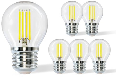 Aigostar LED Glühbirne,E27 LED 4W Vintage Kaltweiss Birne,470 Lumen 6500K,Abstrahlwinkel 360°,Vintage Transparent,Flimmerfrei,Nicht Dimmbar,5er Pack
