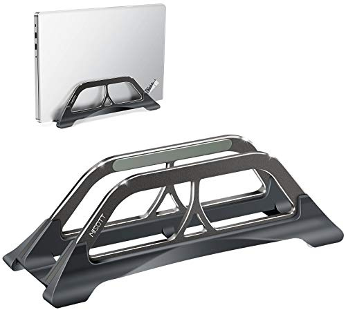 MISOTT Vertikaler Laptop Ständer, Platzsparender Computer Ständer, Automatisch greifender Laptop Halter ständer für Laptops und Tablets mit Einer Dicke bis zu 1 Zoll (Schwarz) …