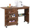 GIANTEX Nähtisch klappbar, Nähmaschinentisch auf Rollen, Nähtisch für Nähmaschine, Nähschrank Holz, Mehrzwecktisch für Wohnzimmer Arbeitszimmer Schlafzimmer (braun)