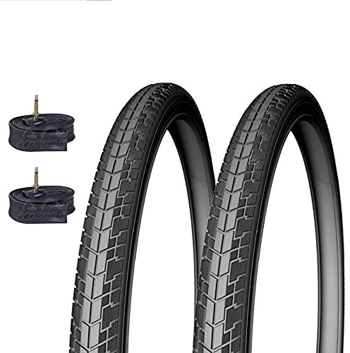 2 neumáticos Deestone 26 x 1,75 (44-559) antipinchazos + cámaras neumáticas para bicicleta de carretera